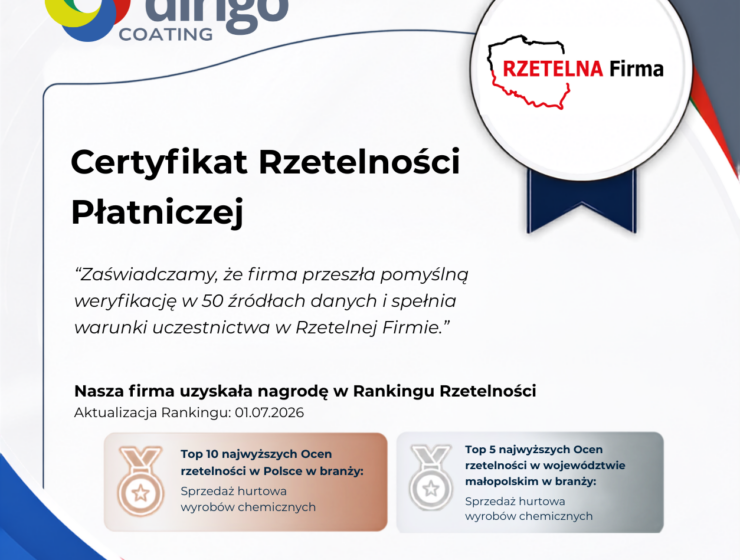 Nasza firma uzyskała nagrodę w Rankingu Rzetelności